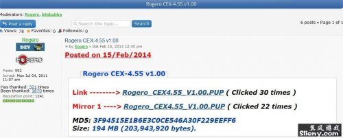 PS3 Rogero CEX-4.55 v1.00b CFW自制系统下载安装教程